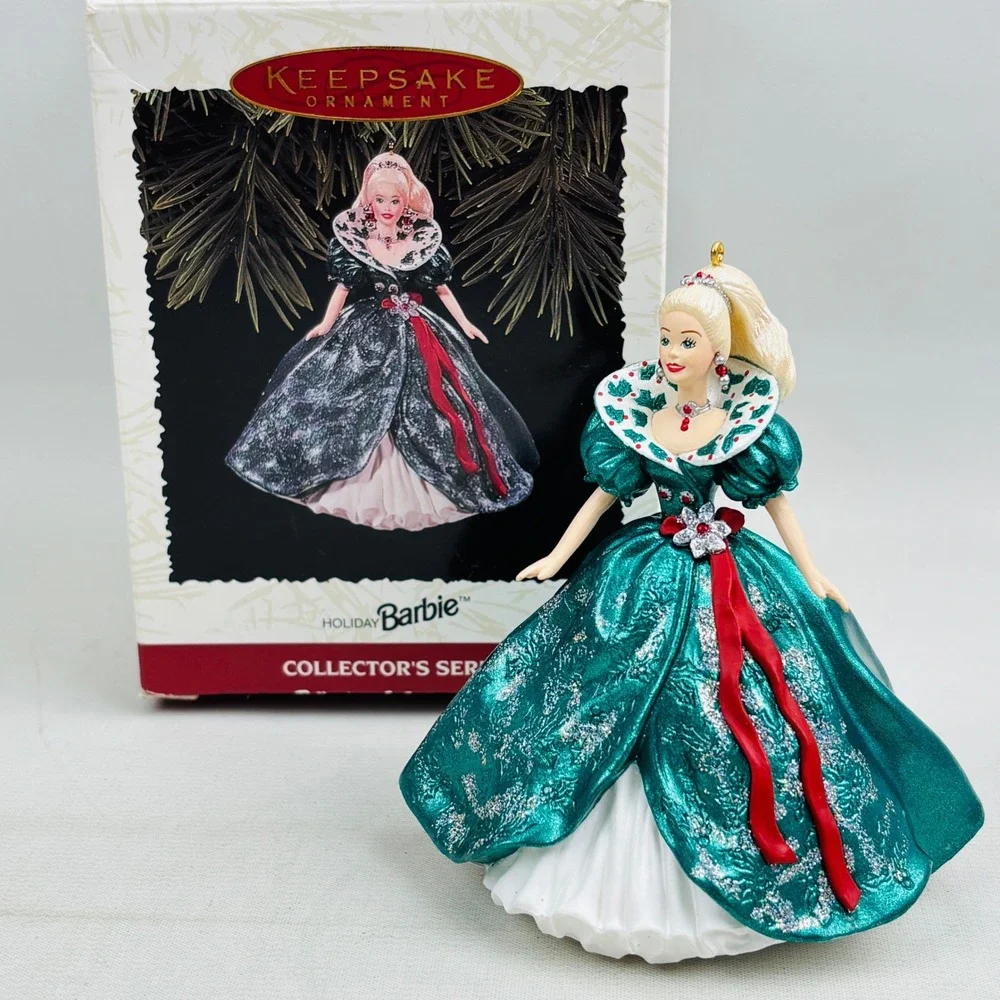 Hallmark 1995 Holiday Barbie Christmas Ornament Collector Series‎ Green Gown 3rd